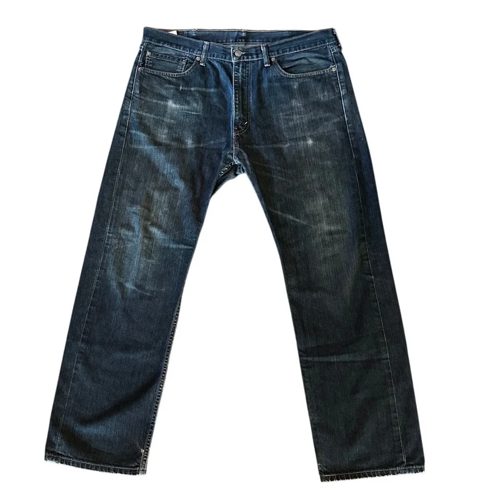 Levi's 505 Dark‎ Wash Indigo Regular Fit Straight Leg Denim Jeans Men's 38x30